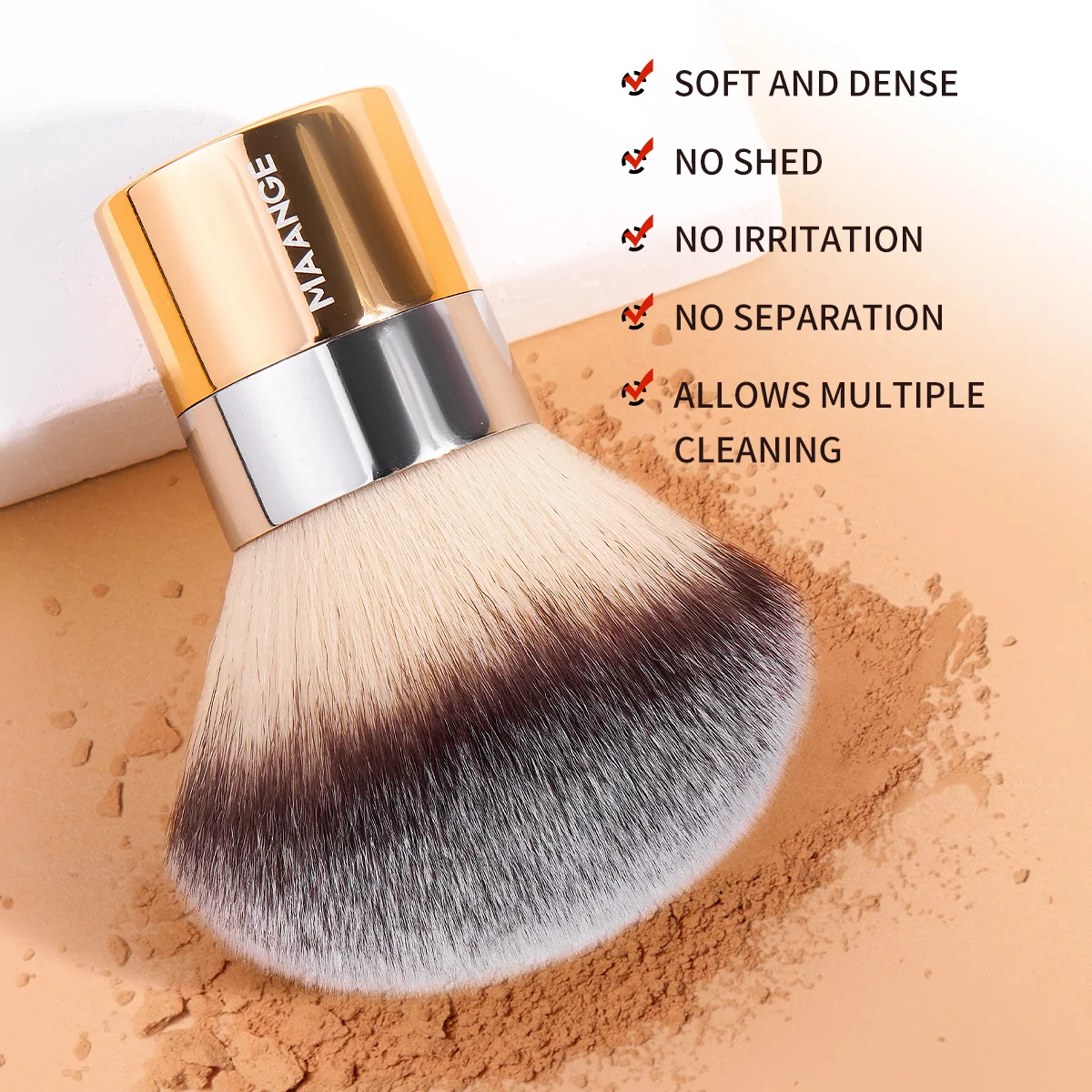 MAANGE Professional Powder Makeup Brush Evenly Kabuki Mineral Powder Brush Premium Handle Soft Dense Hair for Makeup Gift Beauty