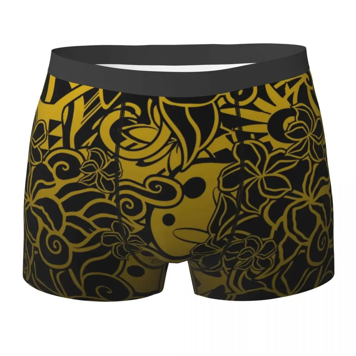 Boxer Underpants Shorts Hawaiian Golden Tiare Collage Abstract Pattern Panties Men Soft Underwear for Homme Man Boyfriend Gift