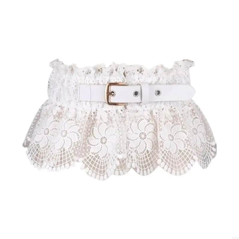 أنيقة الدانتيل زهرة المخصر اللباس حزام الخصر المرأة مطاطا حزام اللباس محسن Y08E #6