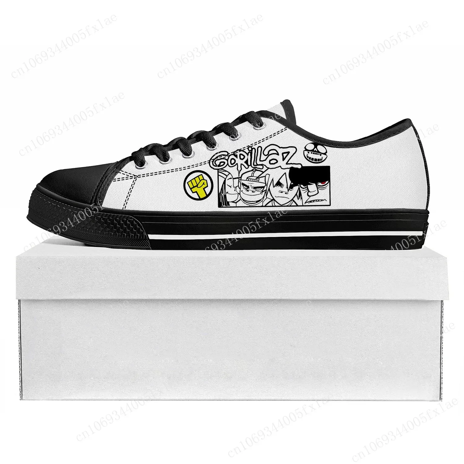 Gorillaz Band Lage Top Hoge Kwaliteit Sneakers Heren Dames Tiener Canvas Aangepaste Sneaker Casual Paar Schoenen Custom Schoen Zwart