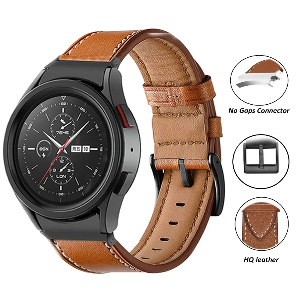 

High Quality Genuine Leather Strap For Samsung Galaxy Watch 5 Pro Band Watch 4 5 44mm Men Strap Galaxy Watch 4 Classic 46mm 42mm