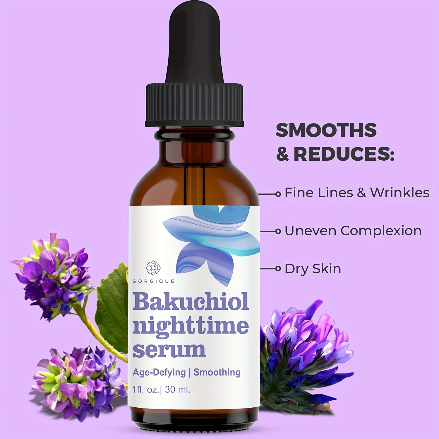 Bakuchiol Serum for All Skin Types Hydrates Smoothes Reduces Fine Lines Wrinkles