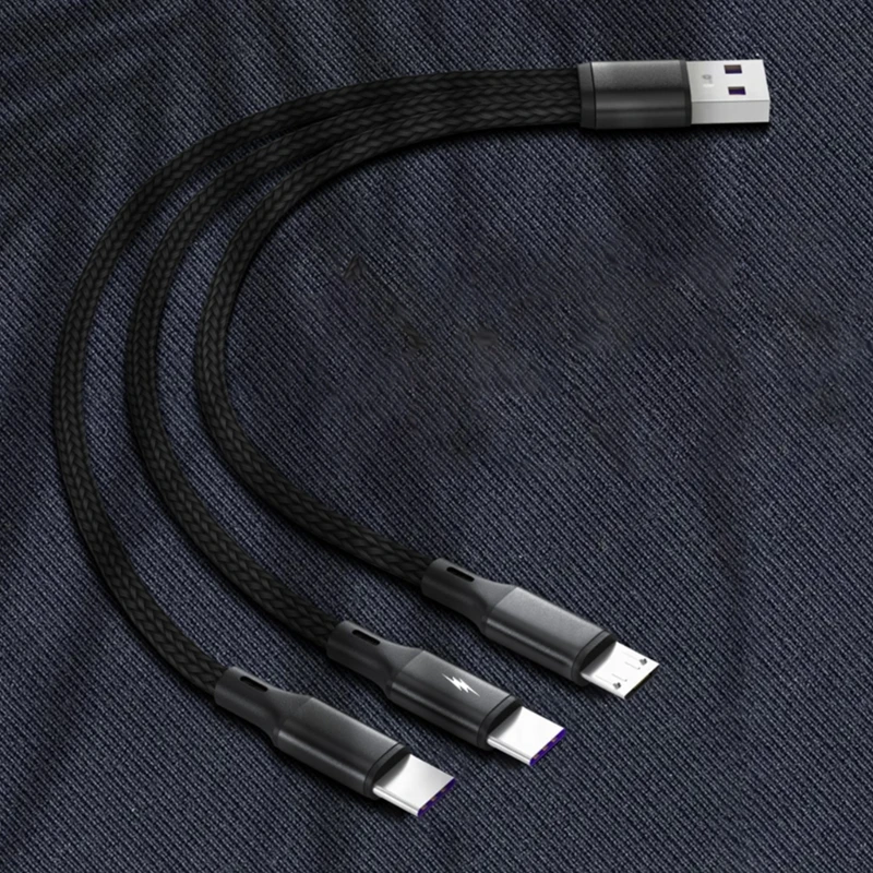 Multi Cable Braided Universal 3 in 1 Multiple USB Cable Charging Cord with Type-C Micro USB Port Connector