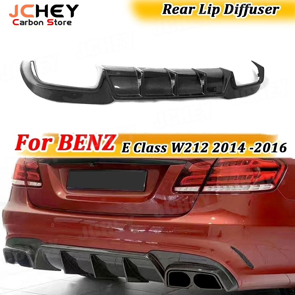 JCHEY Carbon Fiber Rear Lip Diffuser Spoiler For Benz E Class W212 E260 E300 E400 E63 For AMG Sport 2014 -2016 FRP
