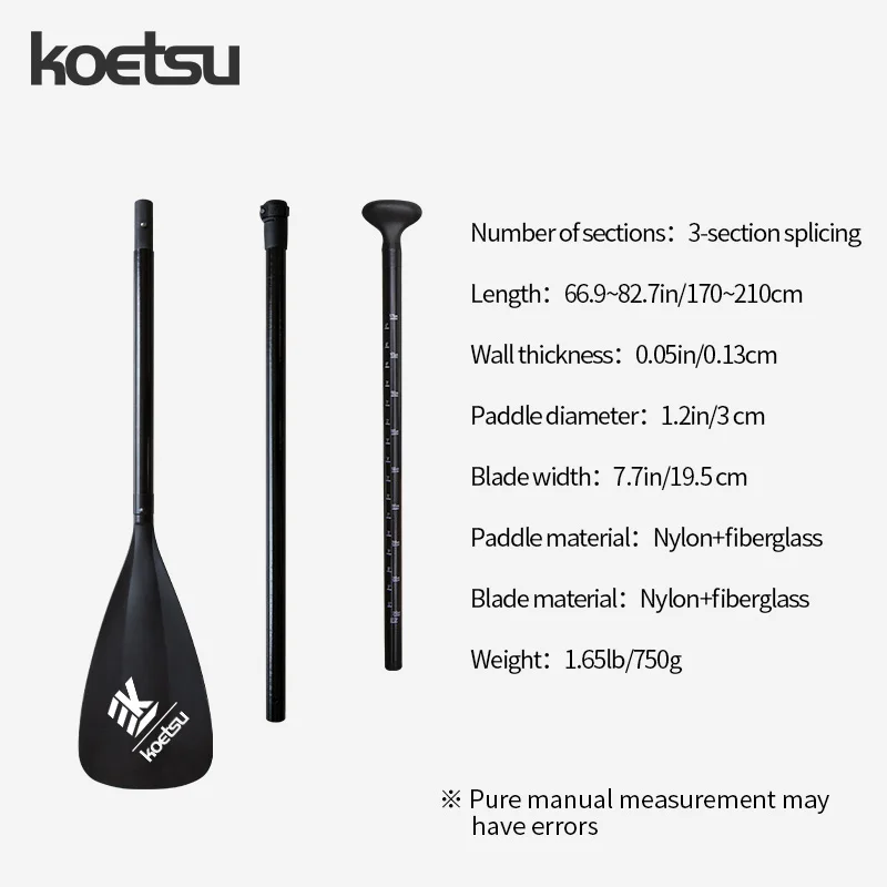 KOETSU Glasvezel Peddel Verstelbaar van 5,5ft tot 6,8ft voor Stand Up Paddle Board Sup Surfplank Verwijderbare Carry