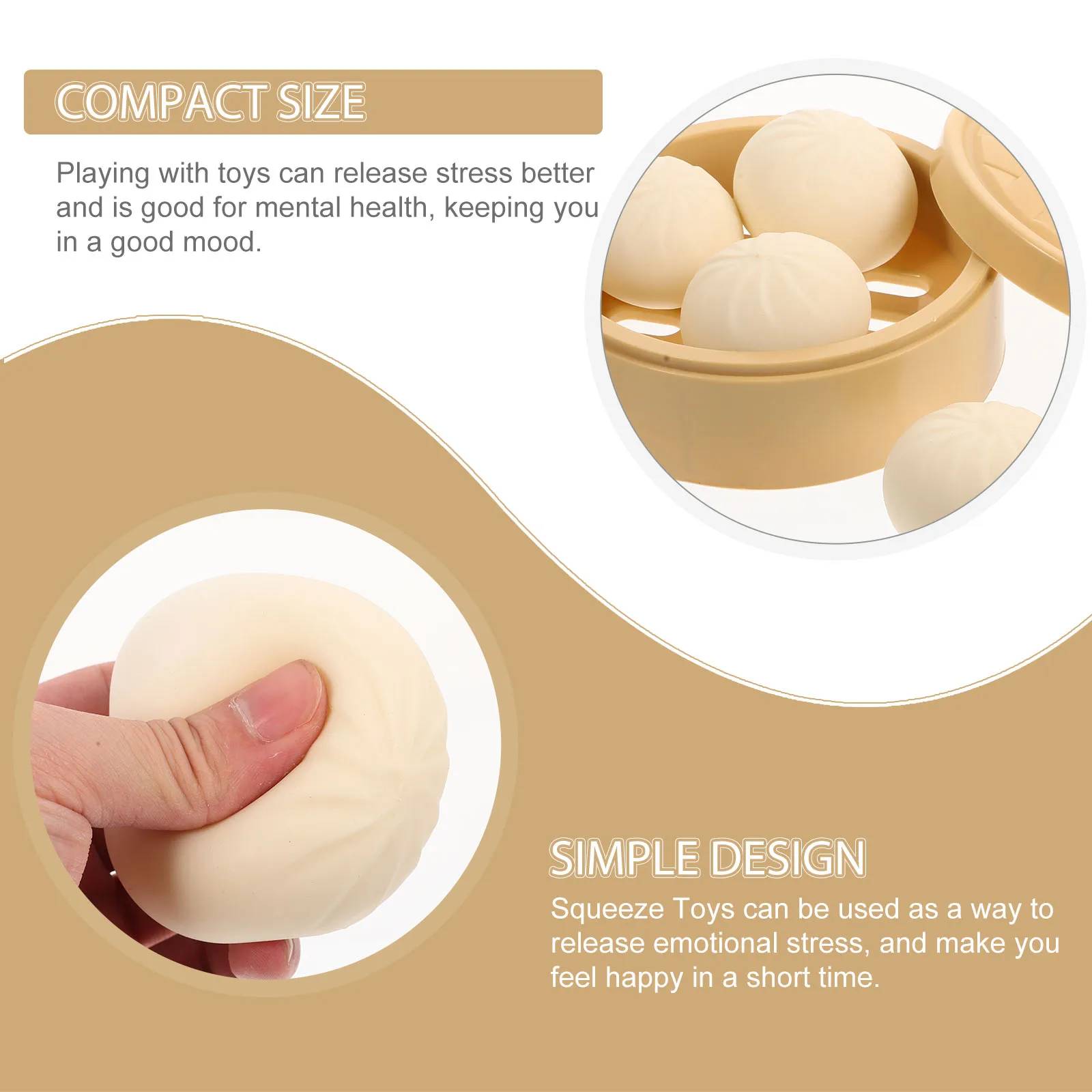 

1 set 1 Set Of Simulation Steamed Bun Squeeze Stretchy Decompression Fidget Sensory For Kids Adults Stress Relief Office Party
