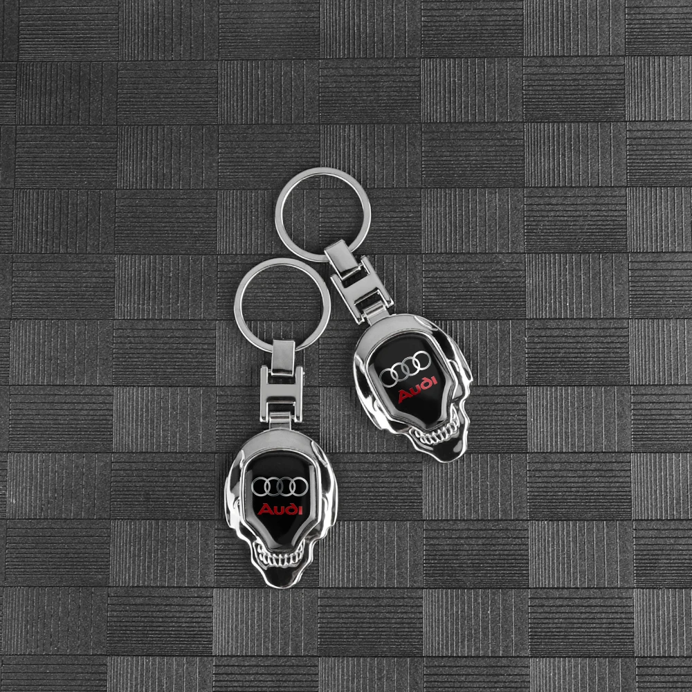 3D Metall Auto Totenkopf Emblem Schlüsselanhänger Schlüsselring Halterung Zentralabdeckung für Audi S Line A4 B8 B7 A3 8P 8V A6 C7 C6 Q5 8R Q7 Q2 Q3 4L