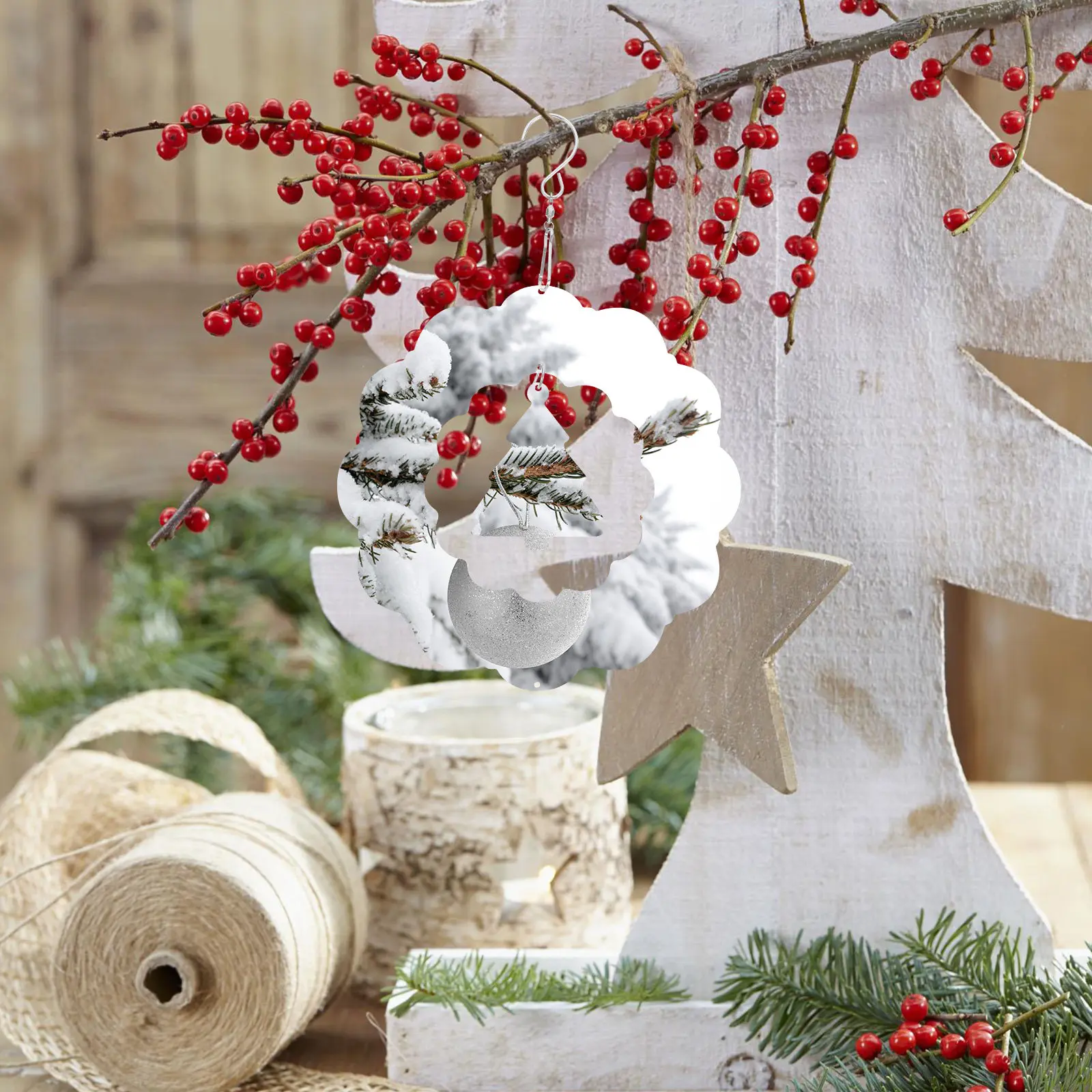 Blank Sublimation Christmas Tree Wind Spinner Aluminum Hanging Decoration DIY Sublimation Spinners Wind Spinner Yard Hanging
