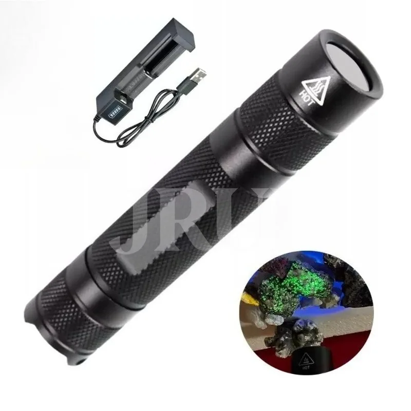 High Power Shortwave 254nm UVC LED Flashlight SW UV Torch Lamp Fluorescent Minerals Phosphor Detection