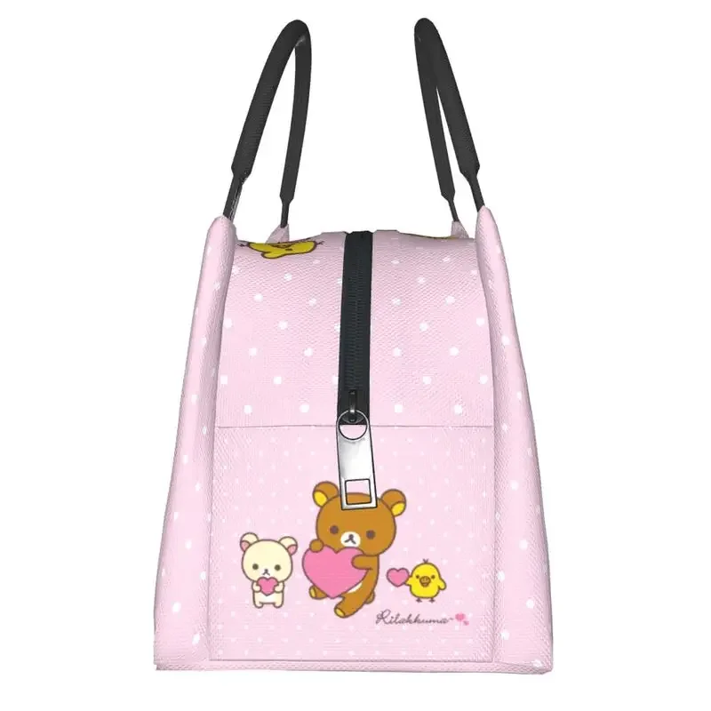 Kawaii Cartoon Bear Rilakkuma Thermal Insulated Lunch Bag Women Portable Lunch Container for Work Travel Meal Food Box