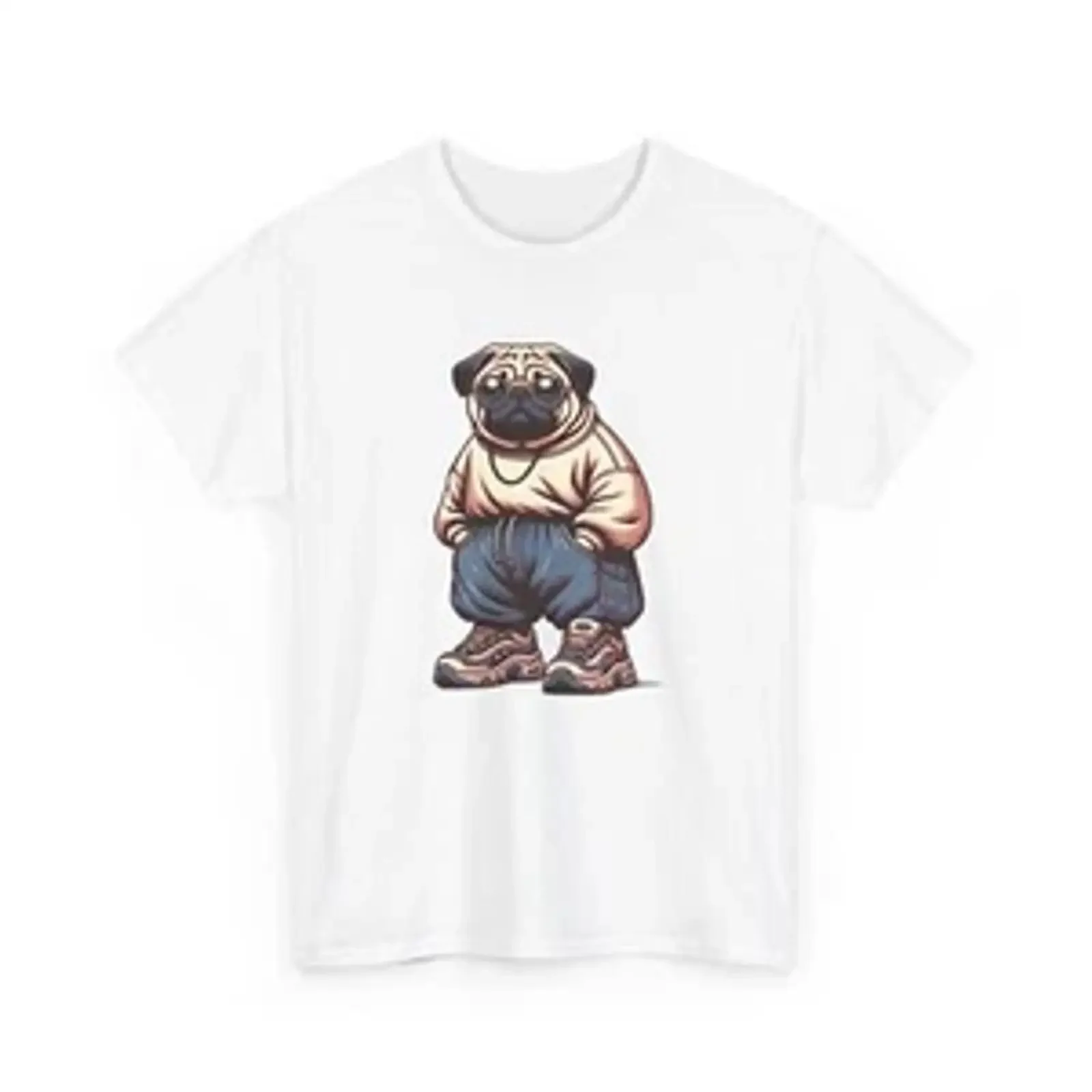 Adult T Shirt Vintage Style Pug Dog Rocking Retro Clothes Streetwear vintage Washed Slightly Breathable homme Versatile