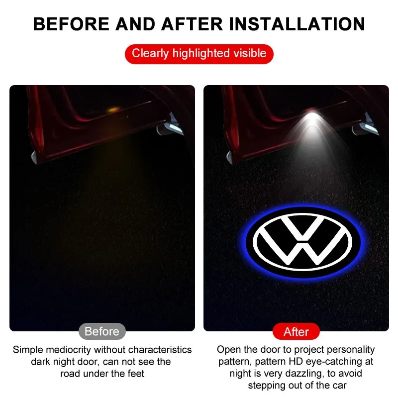 2 Stück Willkommenslicht Autotür-Projektorlampen Zubehör für VW CC Polo Golf 4 5 6 7 MK7 MK5 MK4 MK6 Transporter – Detail 6