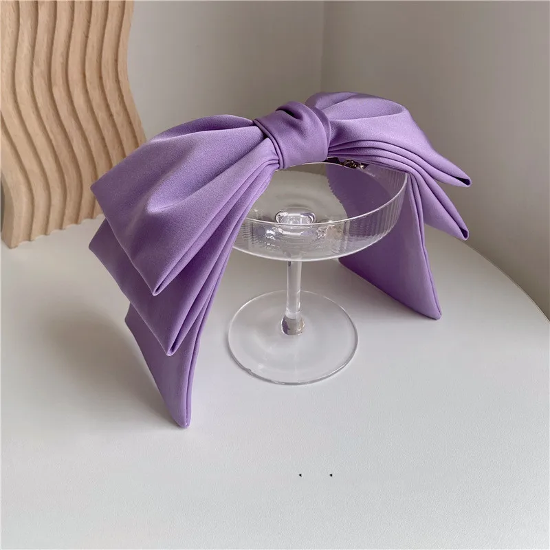 New Fashion High Quatity Satin Big Bow Hairpins Popular Hair Clip Women Sweet Solid Three-layer Bow Drape Hairgrip Accessories