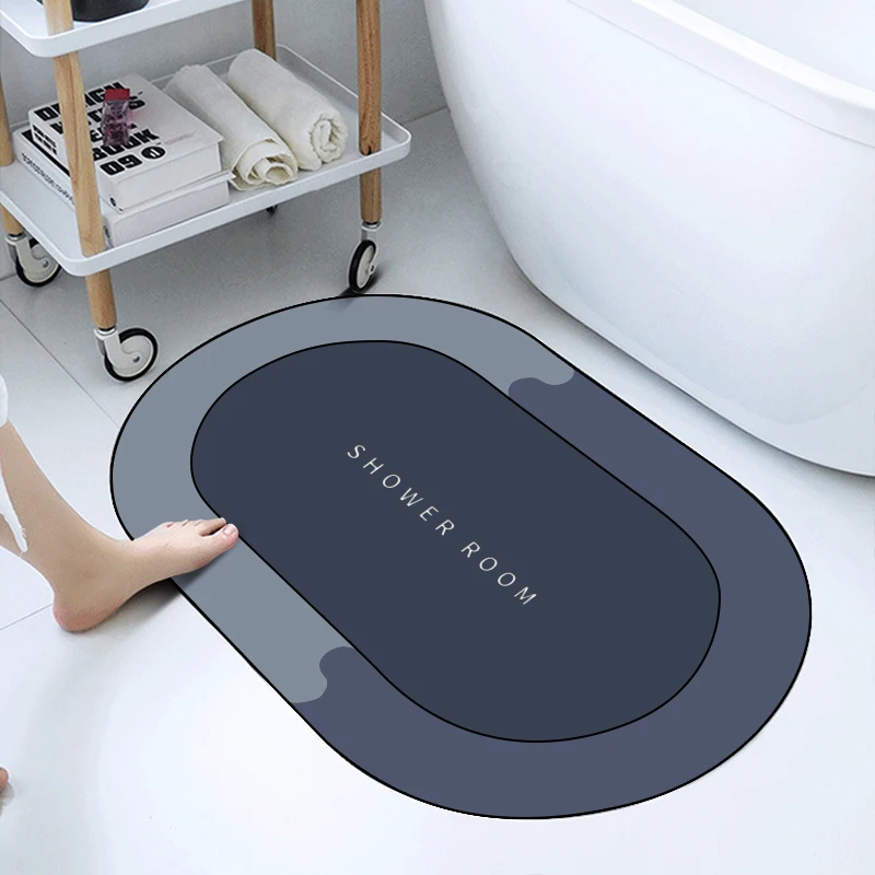 HOLAROOM Super Absorbent Bath Mat Quick Drying Bathroom Rug Non-slip Entrance Doormat Floor Mats Toilet Carpet Home Bath Decor