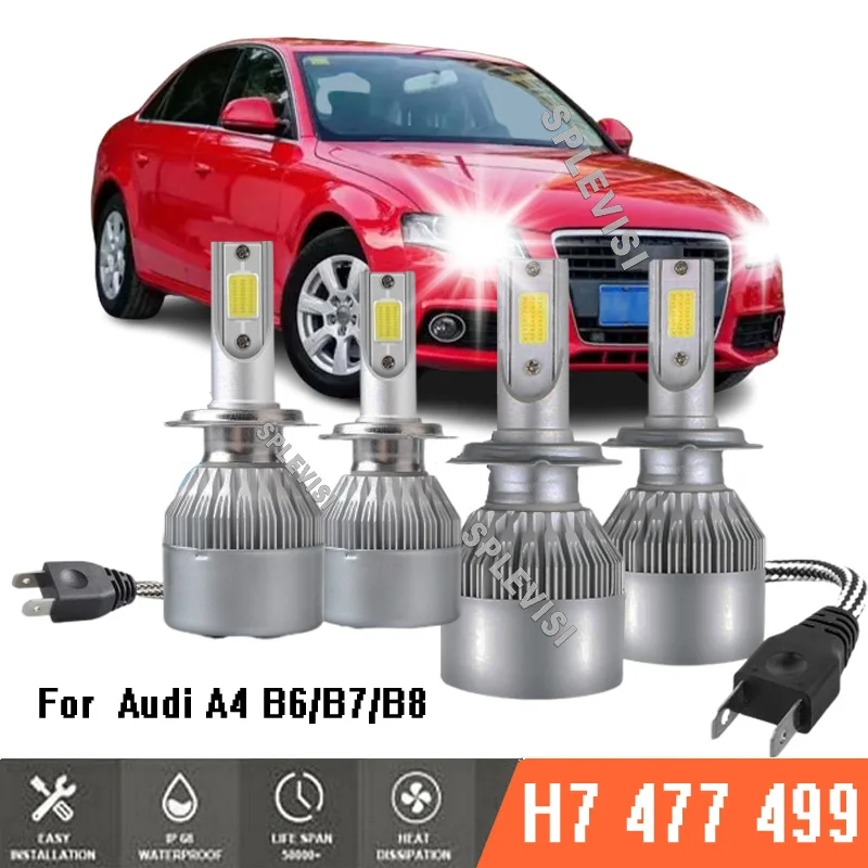 

4x 477 499 Headlight Bulbs 6000k White Lamp Light 12v Conversion Kit Fit For Audi A4 B8 2007-2016 B7 2005-2012 B6 2000-2004