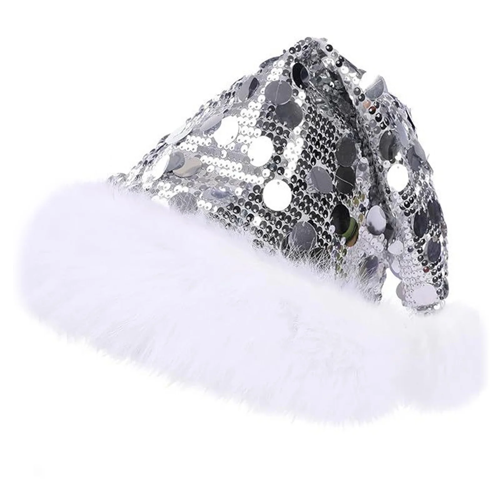 للجنسين الكبار الترتر سانتا قبعة عيد الميلاد قبعة أفخم حافة قبعة عيد الميلاد لحفلة عطلة السنة الجديدة