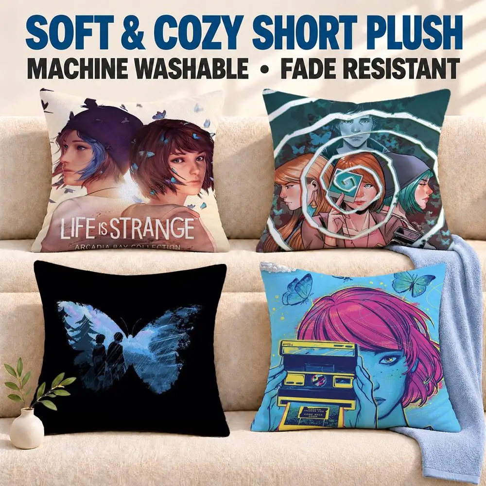 game Life Is Strange Cushion Cover Soft Washable Pillowcase Cushion Cover for Sofa Bed Car Travel Office Home Decor