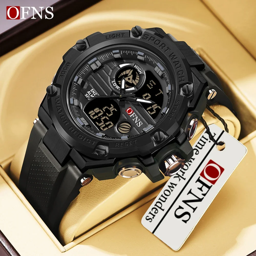 

OFNS 3196 New Sport Military Men's Watches 50M Waterproof Dual Display Wristwatch Male Clock Stopwatch Relogio Masculino 2024