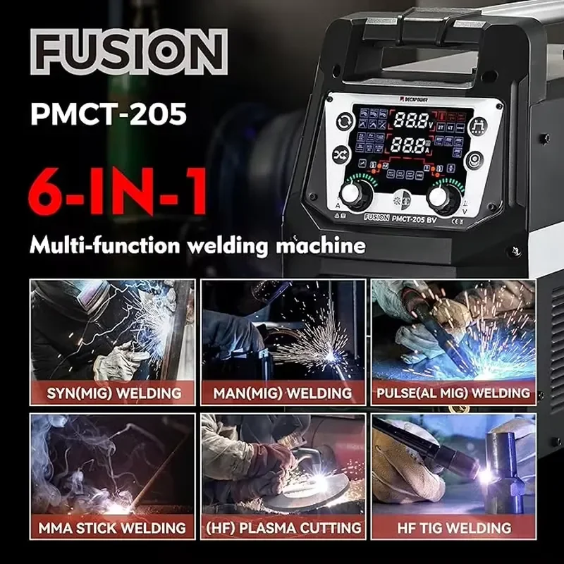 LEVIN FUSION PMCT-205 6-in-1 Visual Digital Multi-Process Welder True Rated 200A Heavy MIG TIG CUT MMA Welding Machine view 3