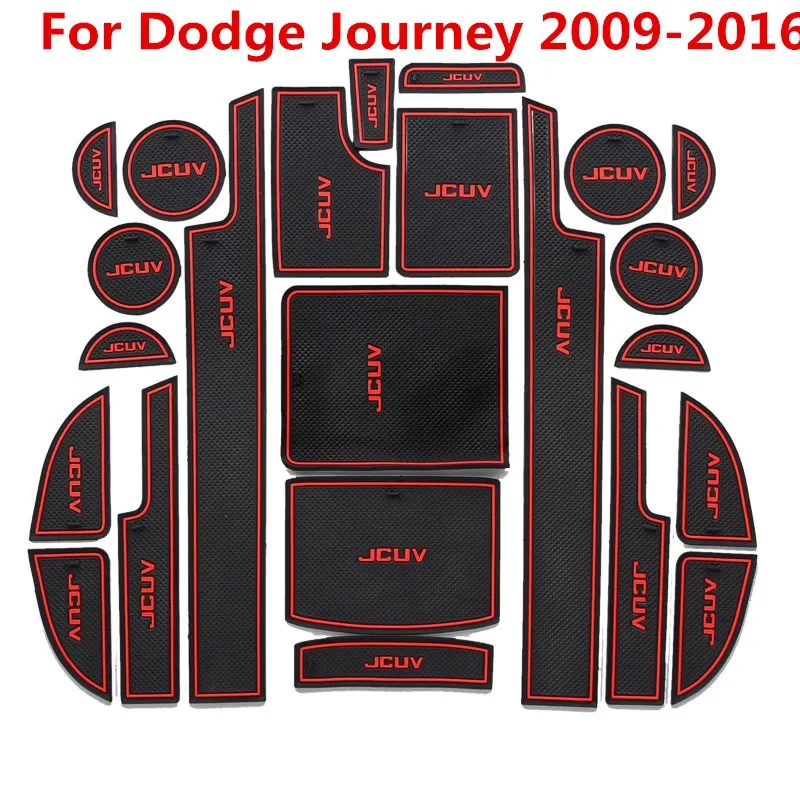 For Dodge Journey JC  Fiat Freemont 2009-2016 3D Rubber Mat Door Slot Pad Cup Cushion Groove Mat Lnterior Anti Slip Mat Stickers