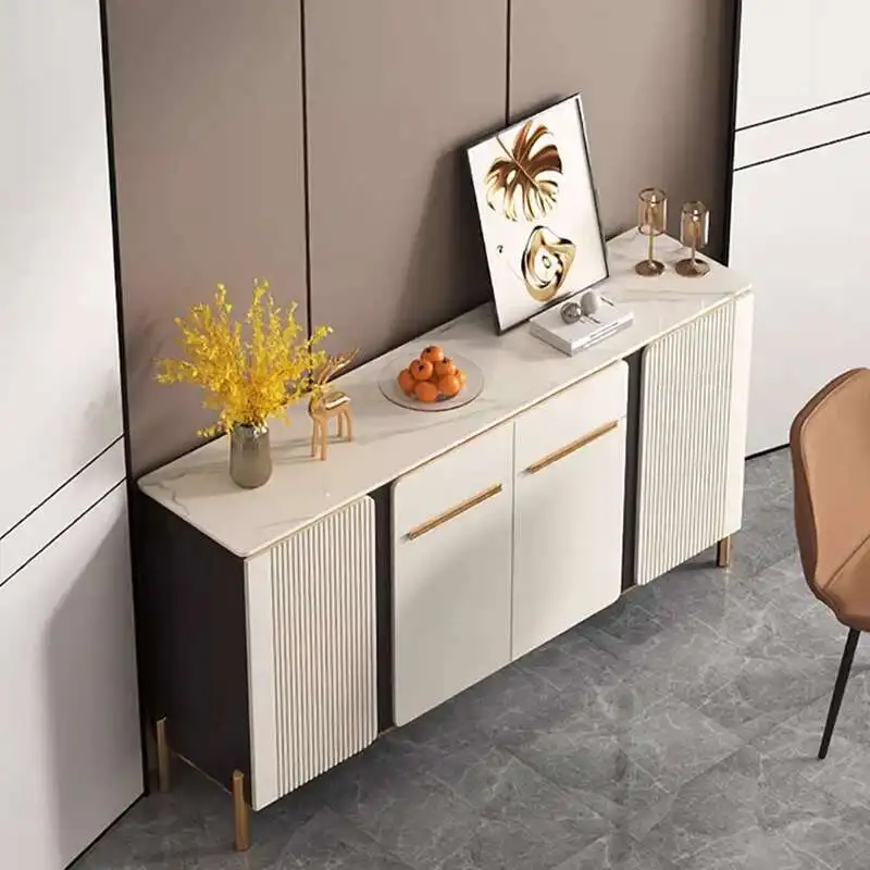 خزانة بيضاء فاخرة بأدراج أنيقة وخزائن غرفة المعيشة الفاخرة ذات التصميم الجمالي الإيطالي أثاث صالون التلفزيون Meuble #4