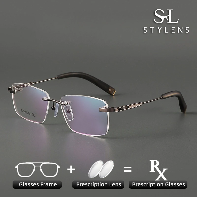 

STYLENS Бизнес Сверхлегкий дизайн Фотохромные очки из чистого титана Squanre с защитой от синего света, настройка по рецепту 80148