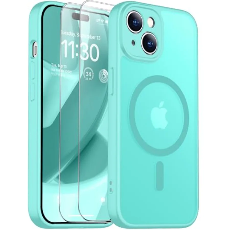 

Designed for iPhone 15 Case Magnetic Translucent with 2PCS Tempered Glass Screen Protector [Full Camera Protection]