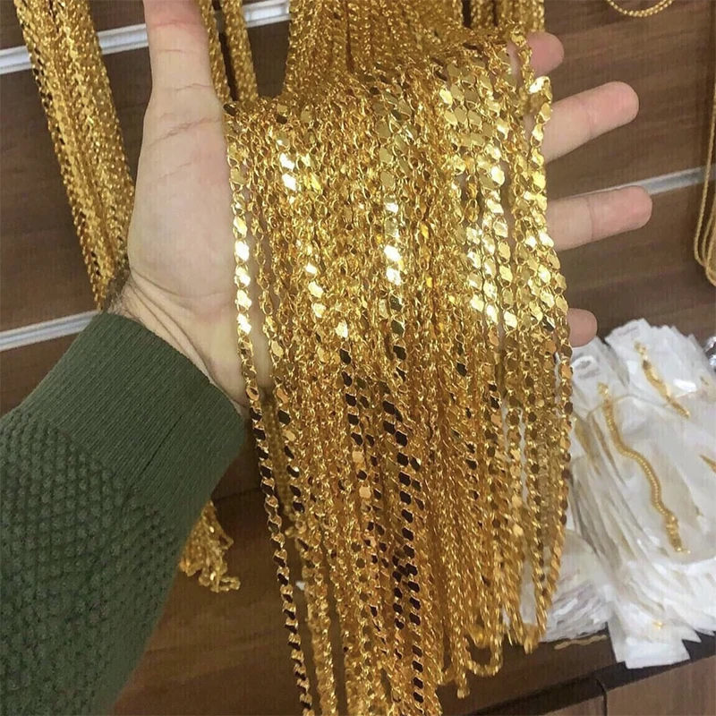 Arabic Dubai Gold Plated Chain Necklace Handmade Twisted Singapore Chain Unisex Necklace Luxury Gifts for Women DIY Metal Chain