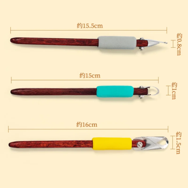 New Pottery Tools Ring Carving Knife Wooden Handle Single Head Scraper DIY Ceramic Sculpture Scraping Texture Carving Tools view 4