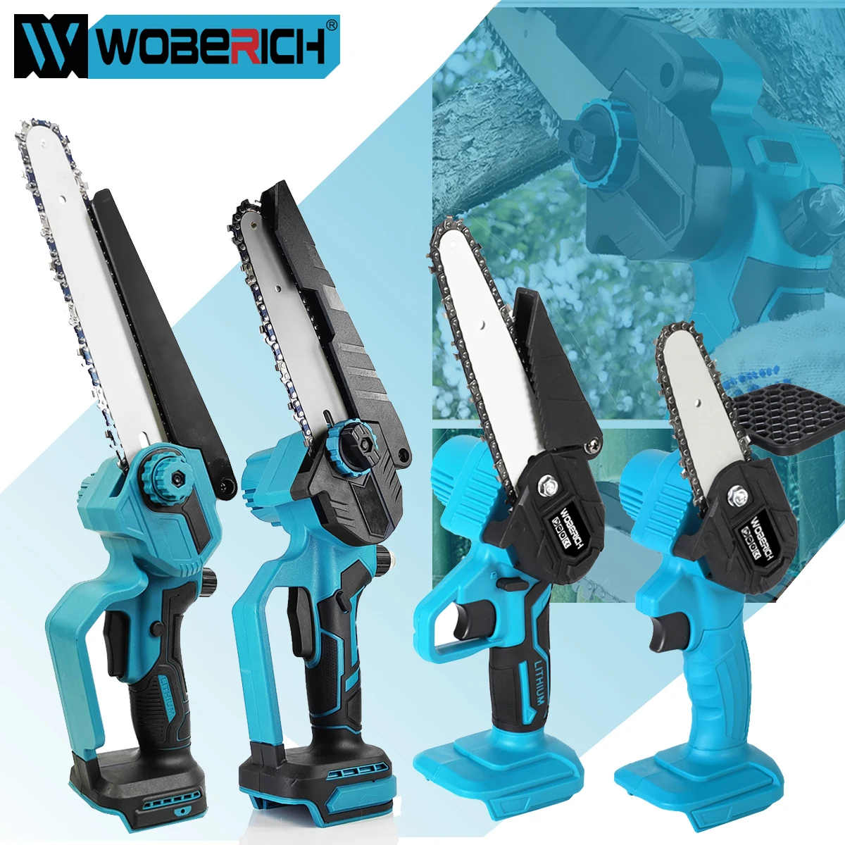 

WOBERICH Mini Chainsaw Powerful Cordless Rechargeable Handheld Small Electric Chain Saw（No Battery）For Makita 18-21V Battery