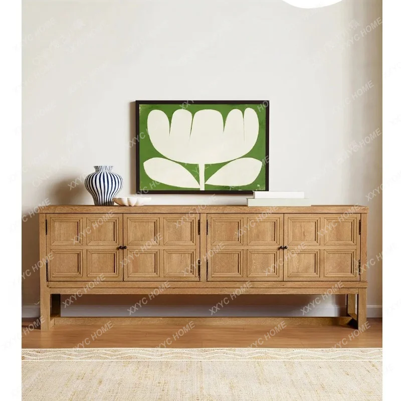 XX retro solid wood TV cabinet medium antique floor dining side cabinet rural locker