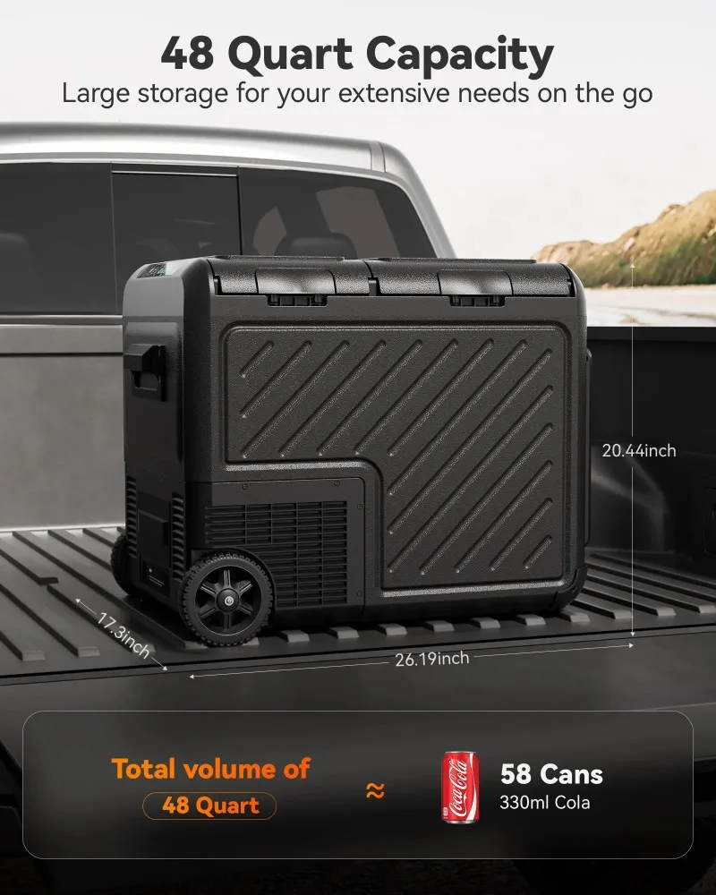 

Wolfbox W-45L Dual-Zone 12v 45L Portable Car Fridge Freezer for Camping Truck Rv Boat Fridge for Car