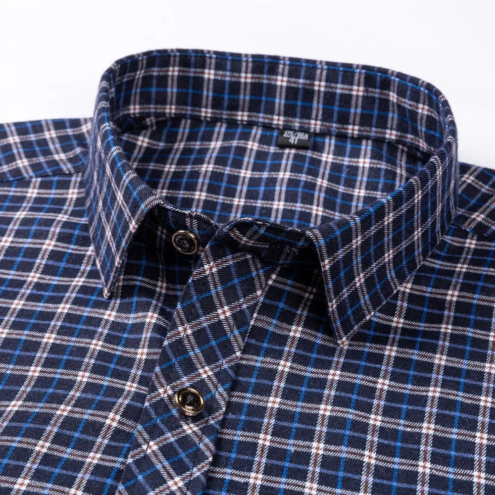 Camisa a cuadros para hombre, camisa informal de manga larga con botones, ajuste Delgado, diseño de bolsillo suave a cuadros, ropa de viaje para primavera y otoño, novedad