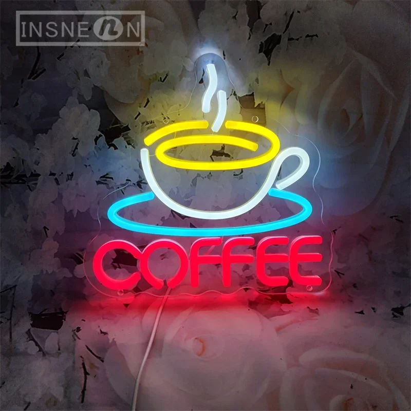 

Coffee Cup Designed LED Neon Wall Sign USB Powered Hanging Decor For Coffee Shops Restaurants, Home Kitchens Business Neon Sign