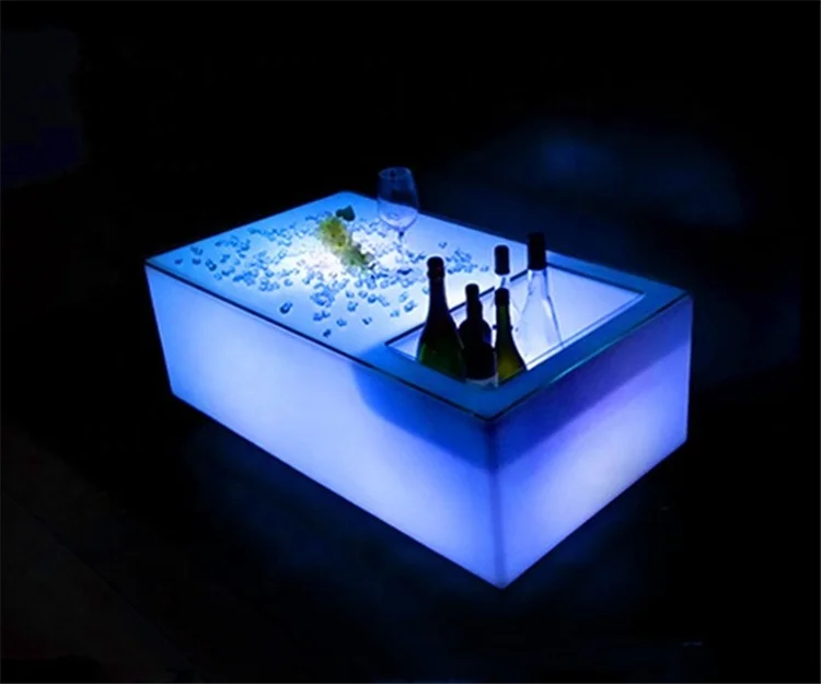 

Bar KTV nightclubs widely LED luminous color changing bar table with ice bucket bar furniture