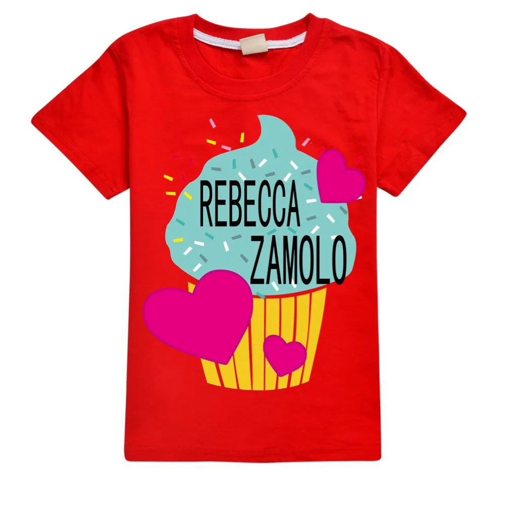 REBECCA ZAMOLO-Camiseta informal de dibujos animados para niños, ropa 100% de algodón, a rayas, Tops1518