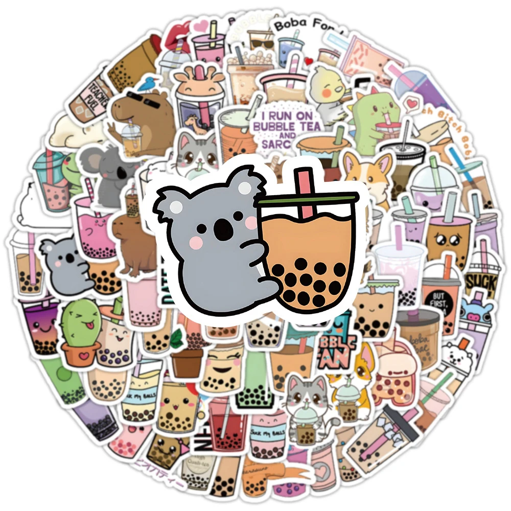 10/30/50/100pcs Del Fumetto Della Perla Tè Al Latte Decorazione Adesivi FAI DA TE Cassa Del Telefono Frigo Del Computer Portatile Cute Girl Boba Bubble Tea Decalcomanie adesivo