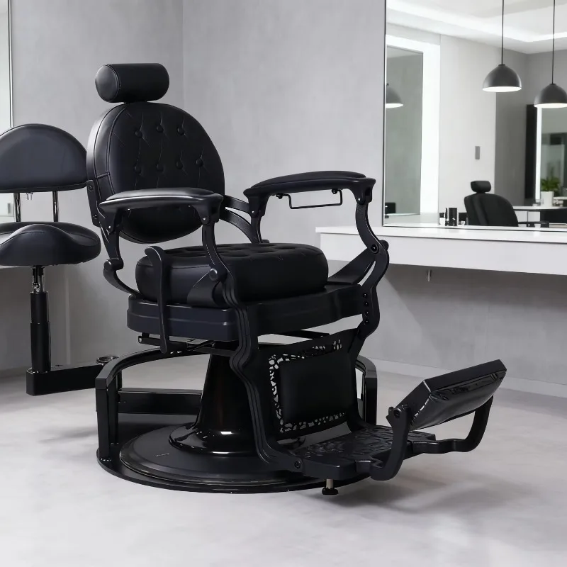 Ergonomic stainless steel barber chair with rotating function and adjustable height for commercial use