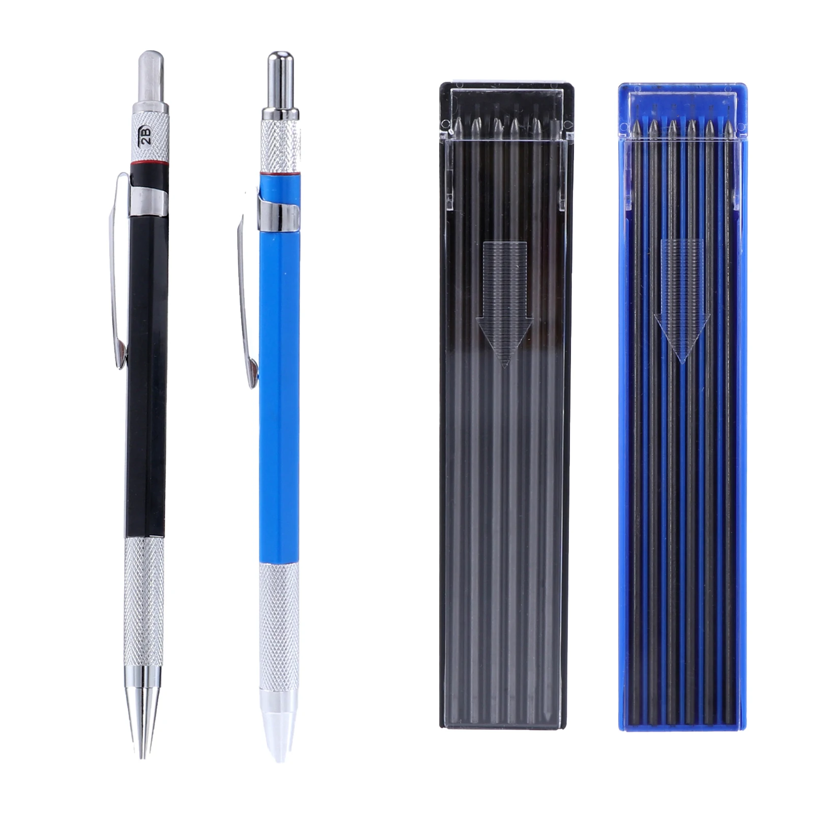 Lápis de construção conjunto com construído em apontador, Metal Pen Clip, portátil, mecânica, marcação concreta, DIY com refil, concreto, 2mm