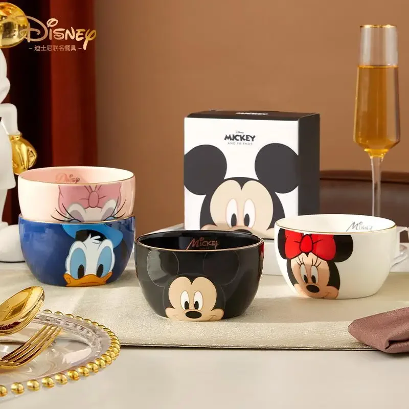 

Disney Mickey Mouse and Minnie Cartoon Kawaii Cute Animation Peripheral Ceramic Tableware Rice Bowl Dessert Small Bowl Home Gift