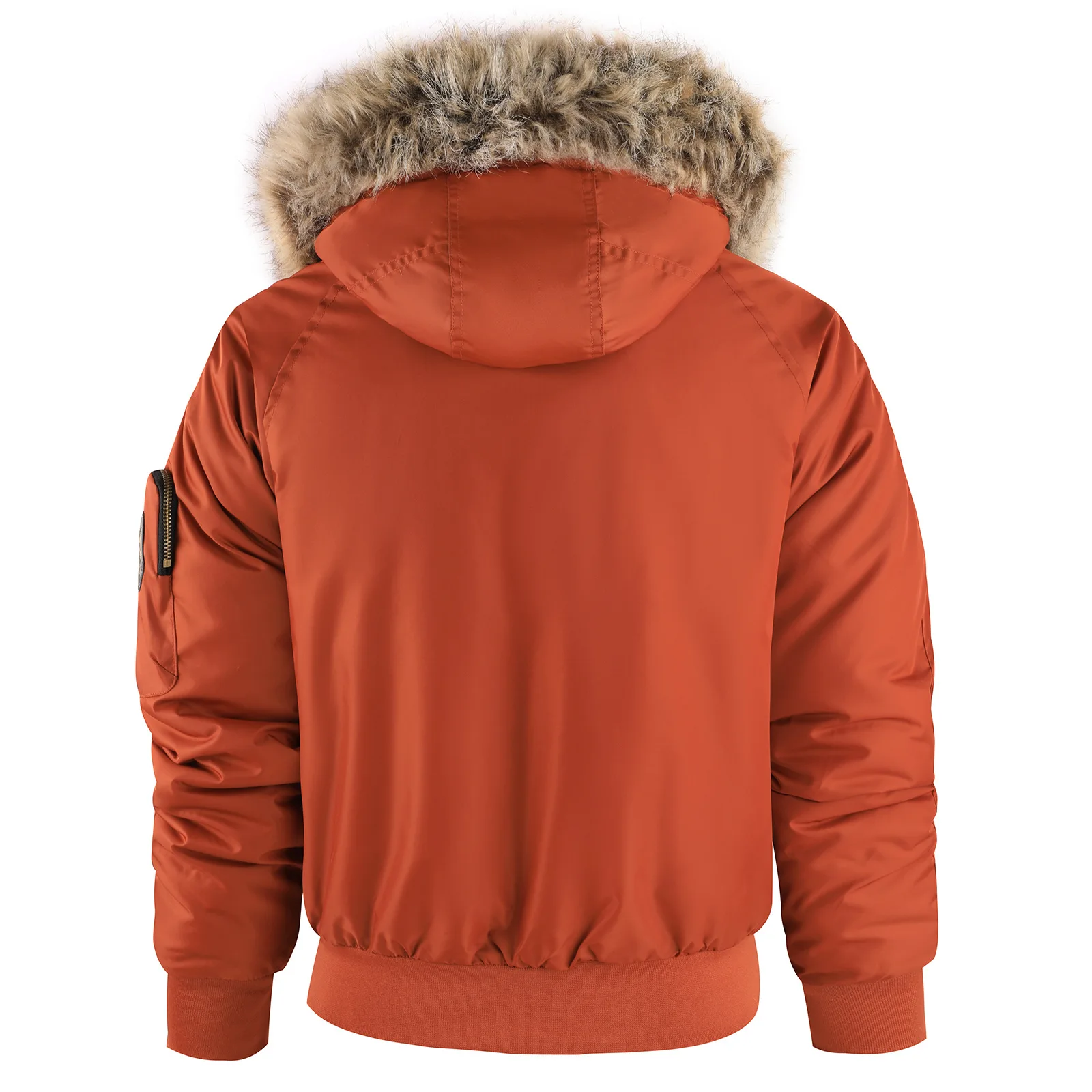 

Winter Men's Hooded Faux Fur Trimmed Pilot Jacket Winter Windproof Warm Fleece-Lined Parka Jackets Men Thickened Workwear Coat