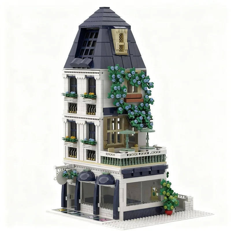 2361pcs MOC Modular Buildings Modular Florist 3-Story Apartment Model Building Blocks Christmas Gift Brick Collection Craft