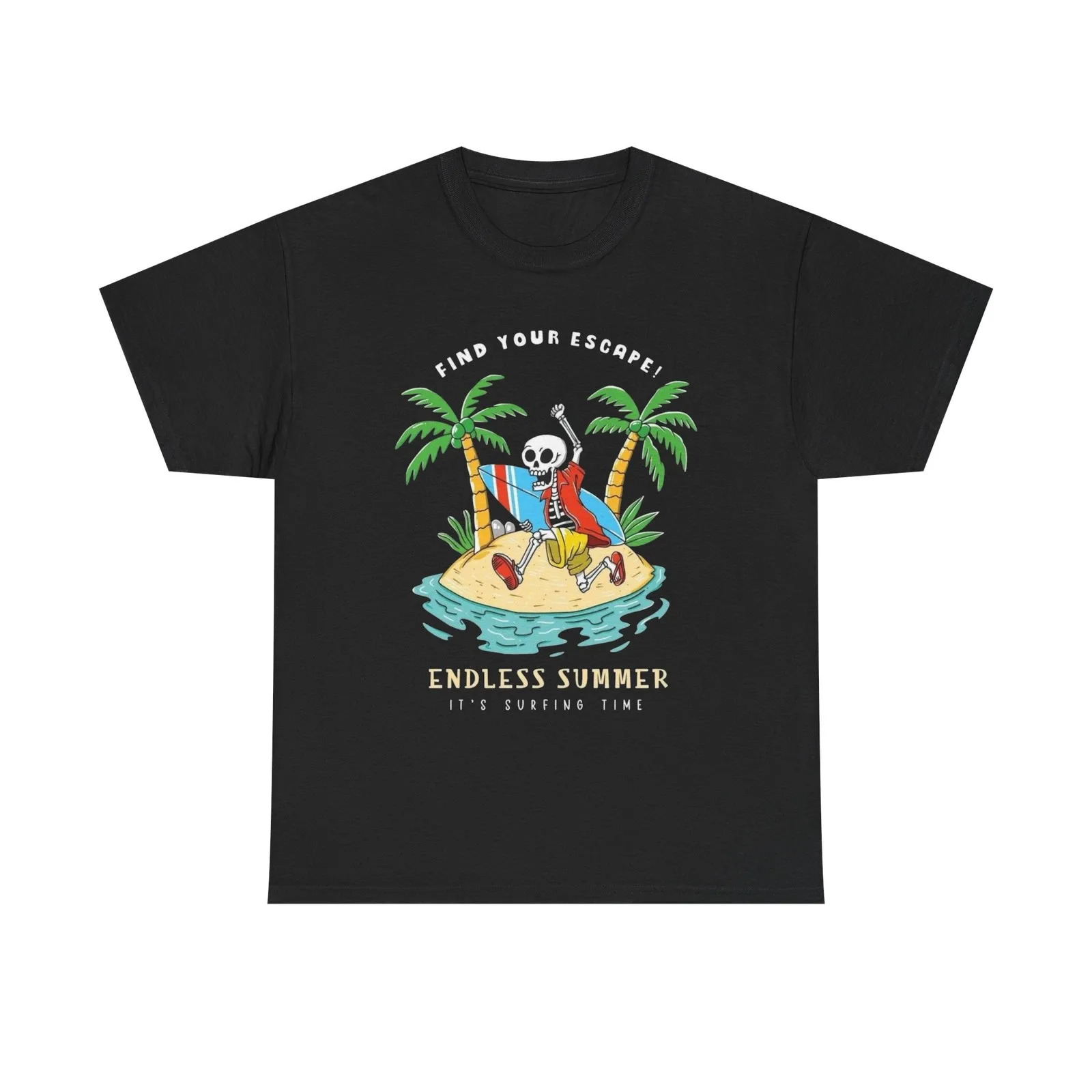Find Your Escape In Summer Graphic T Shirt Unisex Heavy Cotton Tee New Gift