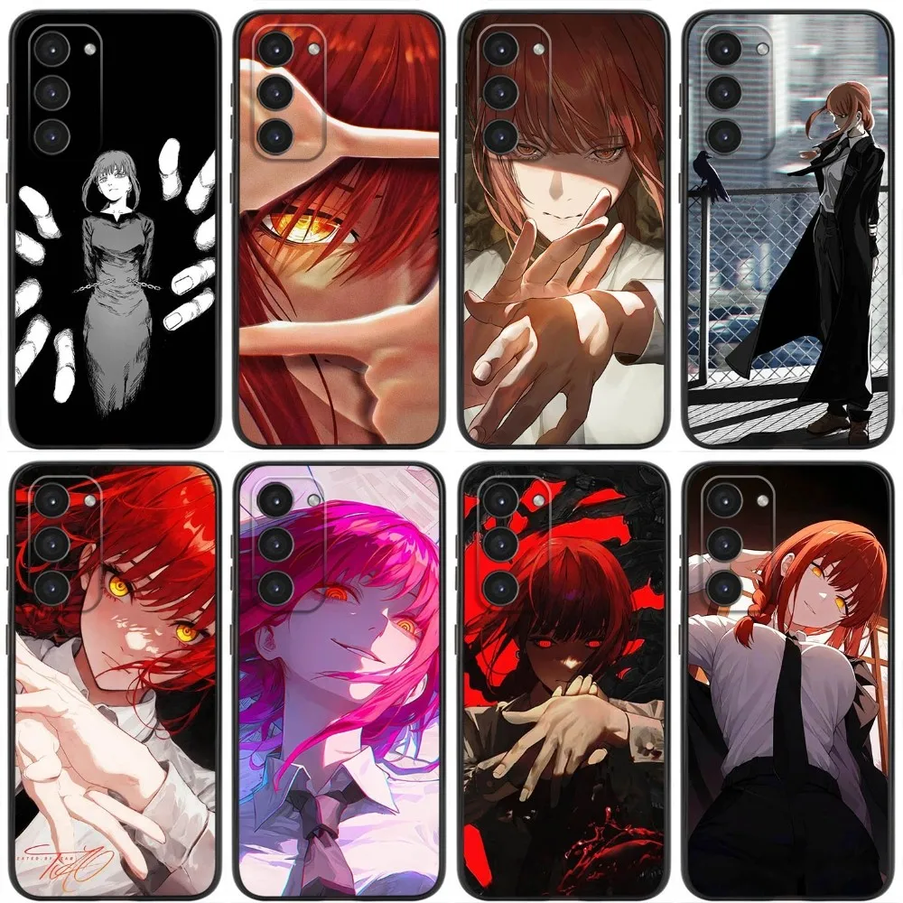 M-Makima Phone Case For Samsung Galaxy A20,A21s,A22,A31,A32,A52,A53,A72,73,A80,A91 Soft Liquid Silicone Black Cover