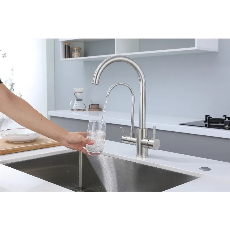 Three in One Clean Water Faucet 304 Stainless Steel Hot and Cold Direct Drinking Water Multifunctional Kitchen Faucet