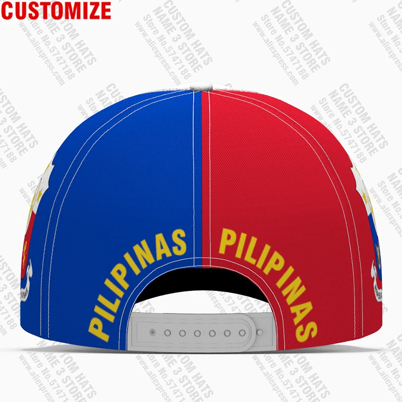 Philippines Youth Diy Free Custom Name Number Phl Hat Nation Flag Ph Republic Pilipinas Filipino Print Photo Text Baseball Cap