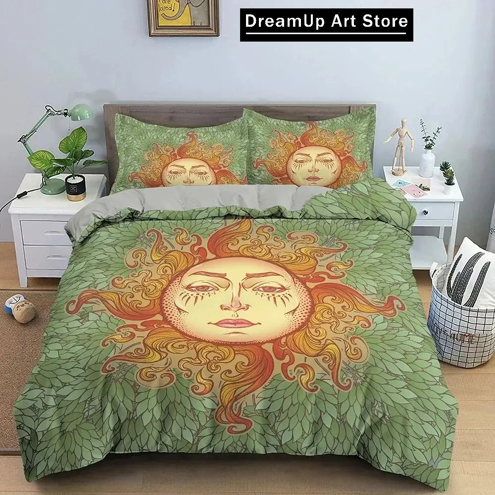 3D Print Fashion Sun With Human Face Bedding Set Boys Girls Twin Queen Full Size Duvet Cover Pillowcase Bed Adult Bedroom