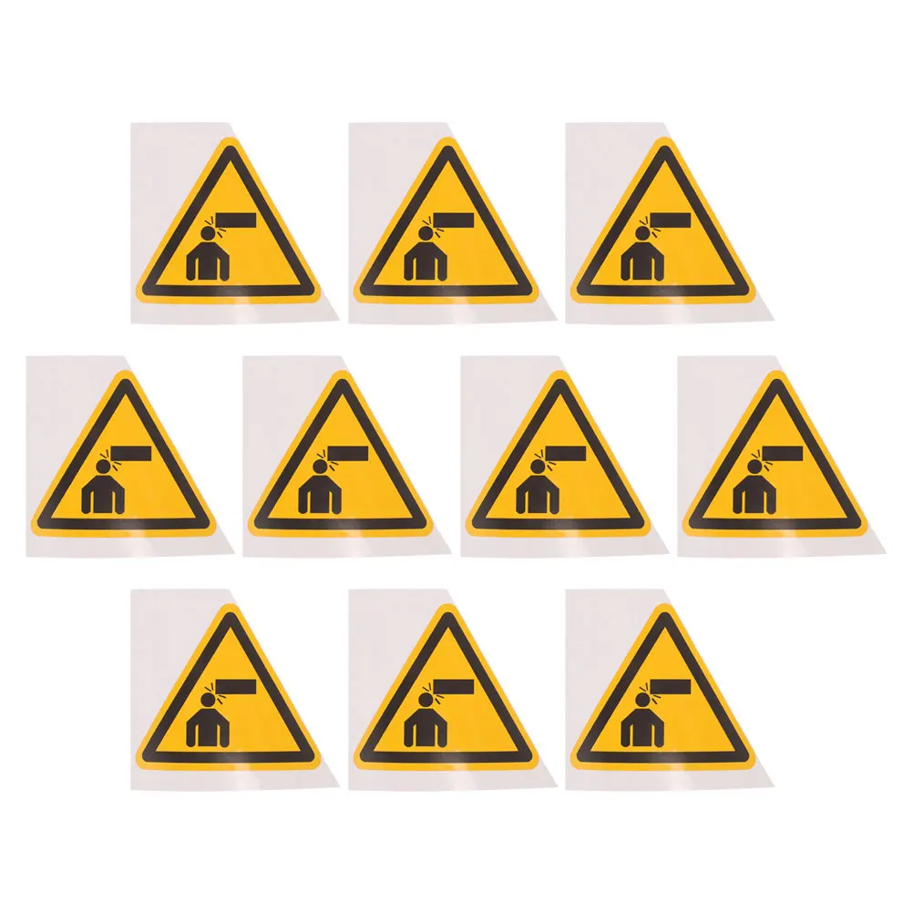 

10Pcs Adhesive Watch Your Head Warning Signs Bright Triangle Safety Caution Stickers for Overhead Machine Equipment Prevent Head