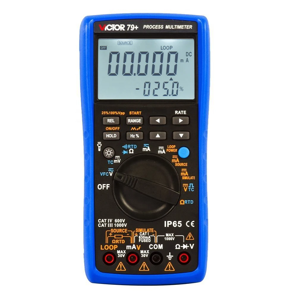 79+ Digital Process Multimeter 6000 Counts 24V Loop Power Supply While Testing Thermocouple TC Pt100 Cu50 Pt1000 VFC