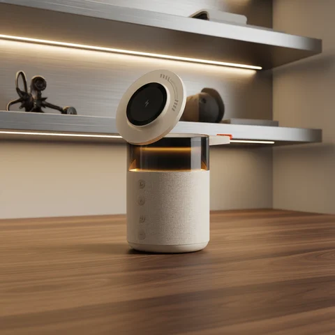 5-in-1 Magnetic Wireless Charging Station with Wireless Speaker Night Light Fast Charger for iPhone iWatch AirPods With Speaker
